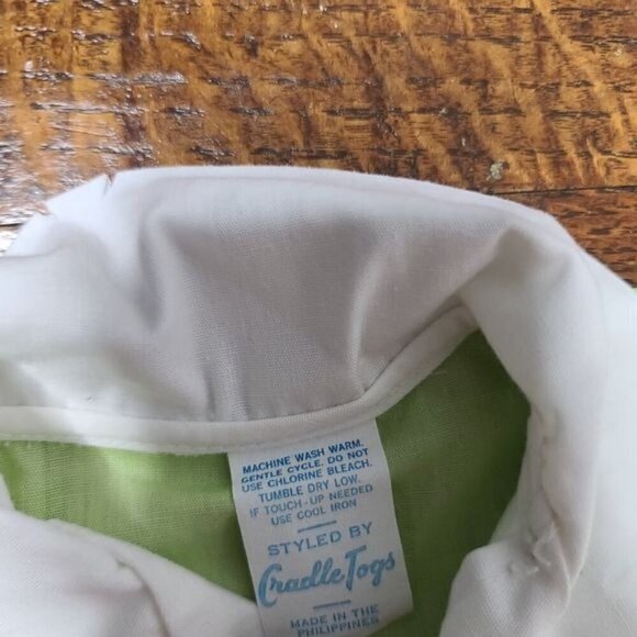 Vintage 80s Cradle Togs Green Elephant baby Top - Picture 8 of 8